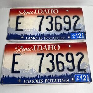 PAIR Scenic IDAHO State Famous Potatoes License Plates Expired in 04/2012